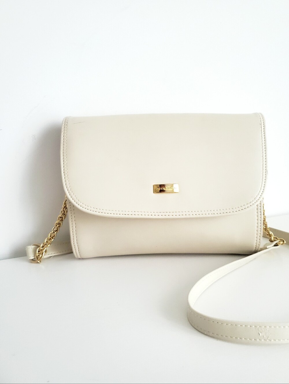 Liz Claiborne Cream Mini Crossbody Bag with Gold Accents